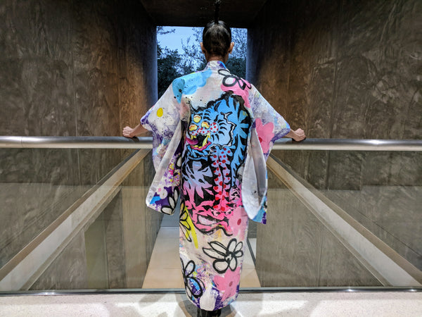 Kimono Zulu Artist Collaboration x Coccetti Reimagined Vintage Kimono "Dancing Fowers"